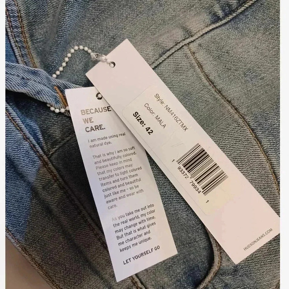 Hudson Ethan Biker Skinny Medium Wash Denim Jeans Size 42 - Picture 7 of 13